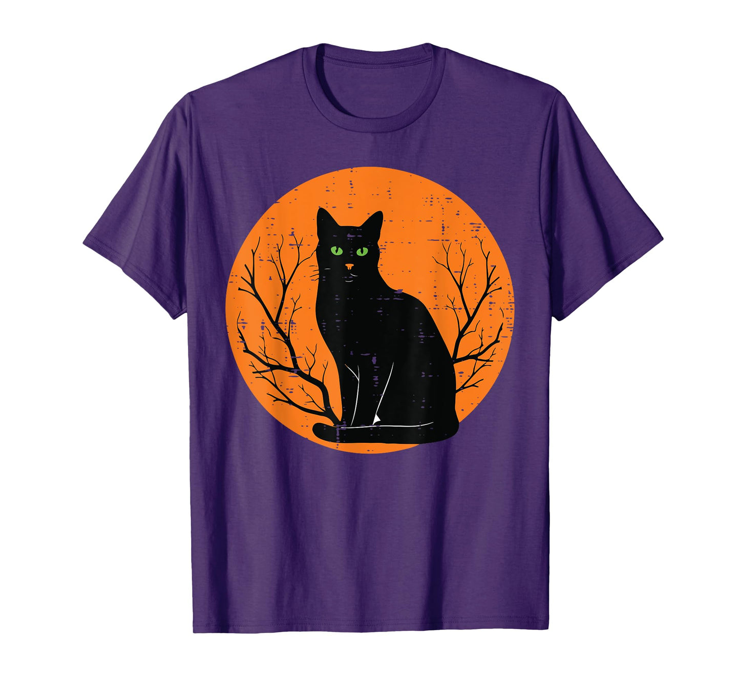 Halloween Black Cat Orange Moon Spooky Costume Men Women Kid T-Shirt