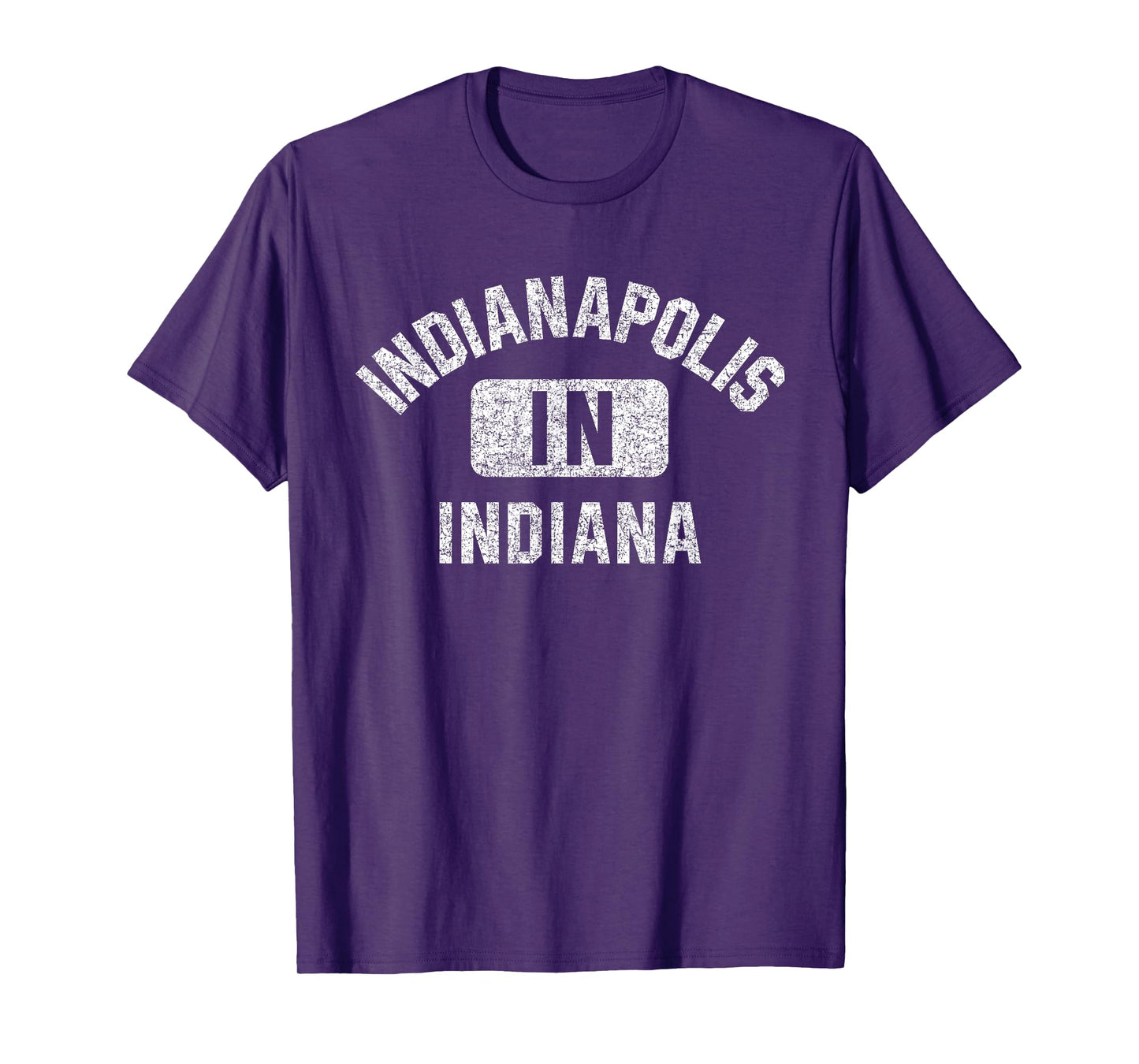Indianapolis Indiana Gym Style Distressed White Print T-Shirt