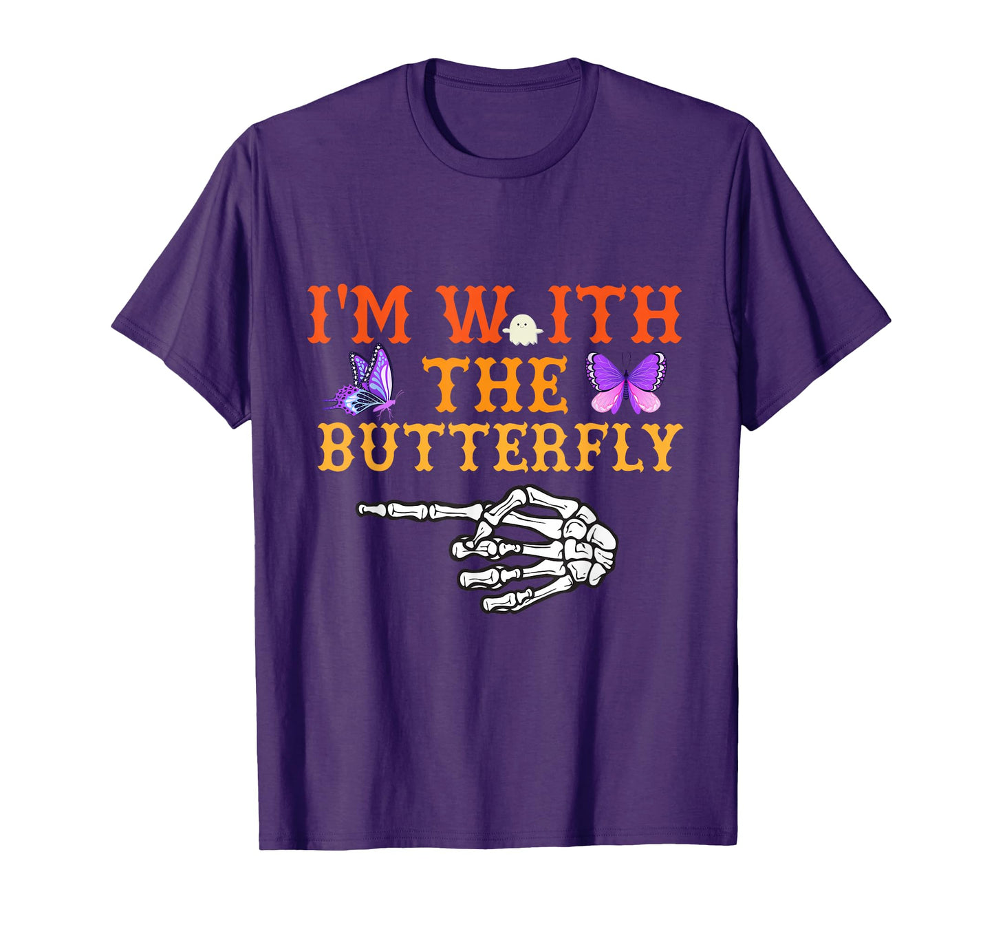 I'm With Butterfly Halloween Costume Couples Matching T-Shirt