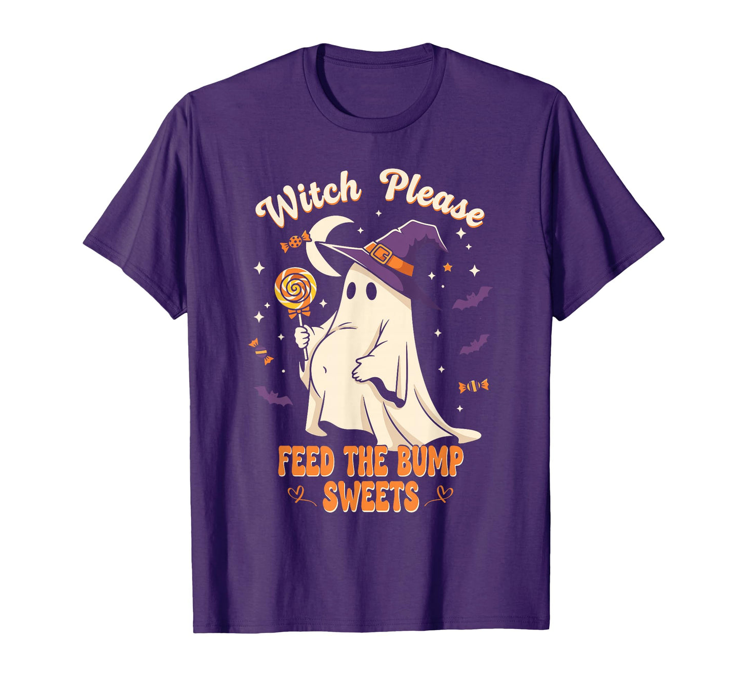 Pregnant Ghost Witch Dress Funny Halloween Trick Or Treat T-Shirt
