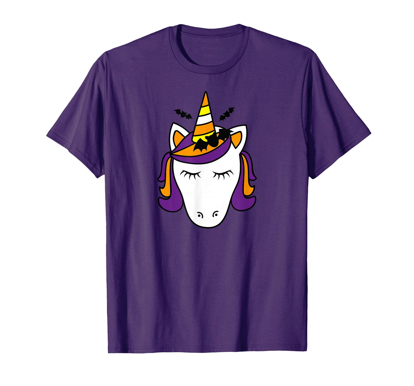 Unicorn Face Eyelashes Bat Spooky Cute Halloween Costume T-Shirt