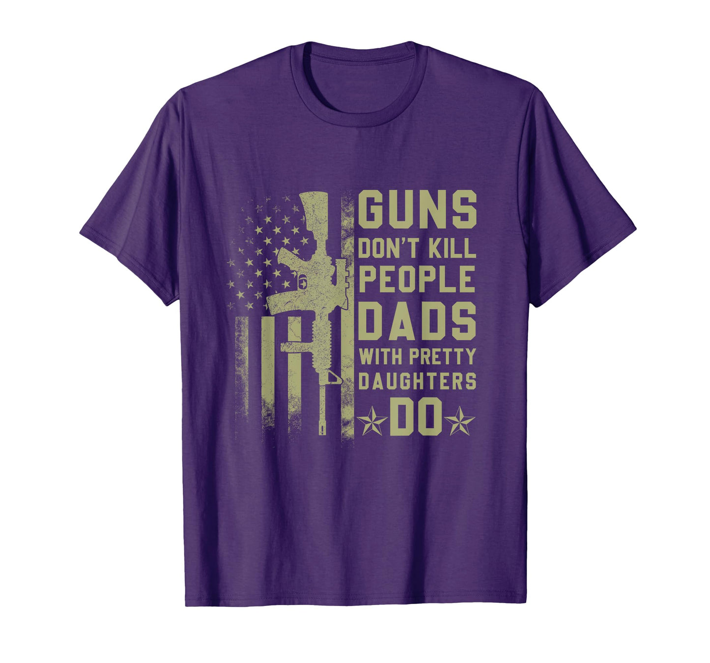 Vintage Retro Guns Don't Kill People Dads With Pretty Daughters Humor Dad T-Shirt, Small, Black