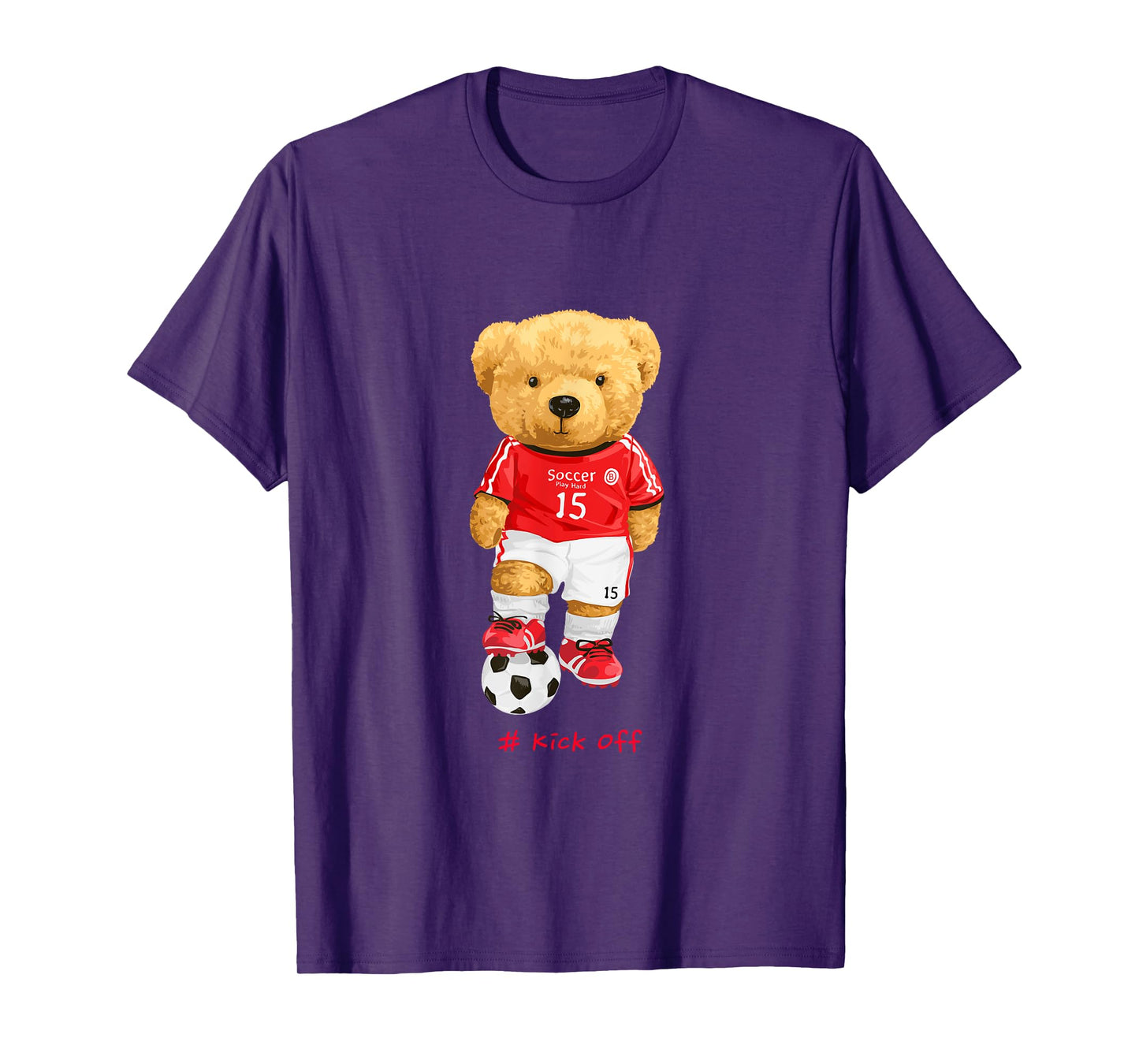 Cool Teddy Bear Soccer Kick Off Style Illustration Graphic T-Shirt