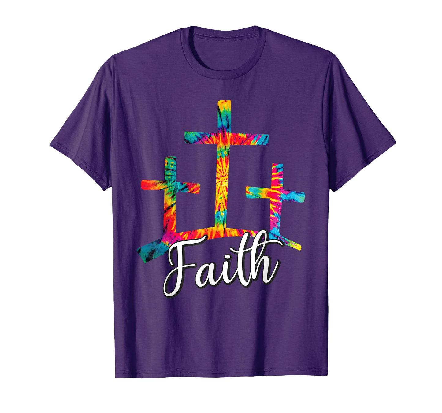 Faith Jesus Christian Cross Tie Dye Rainbow Religious Bible T-Shirt