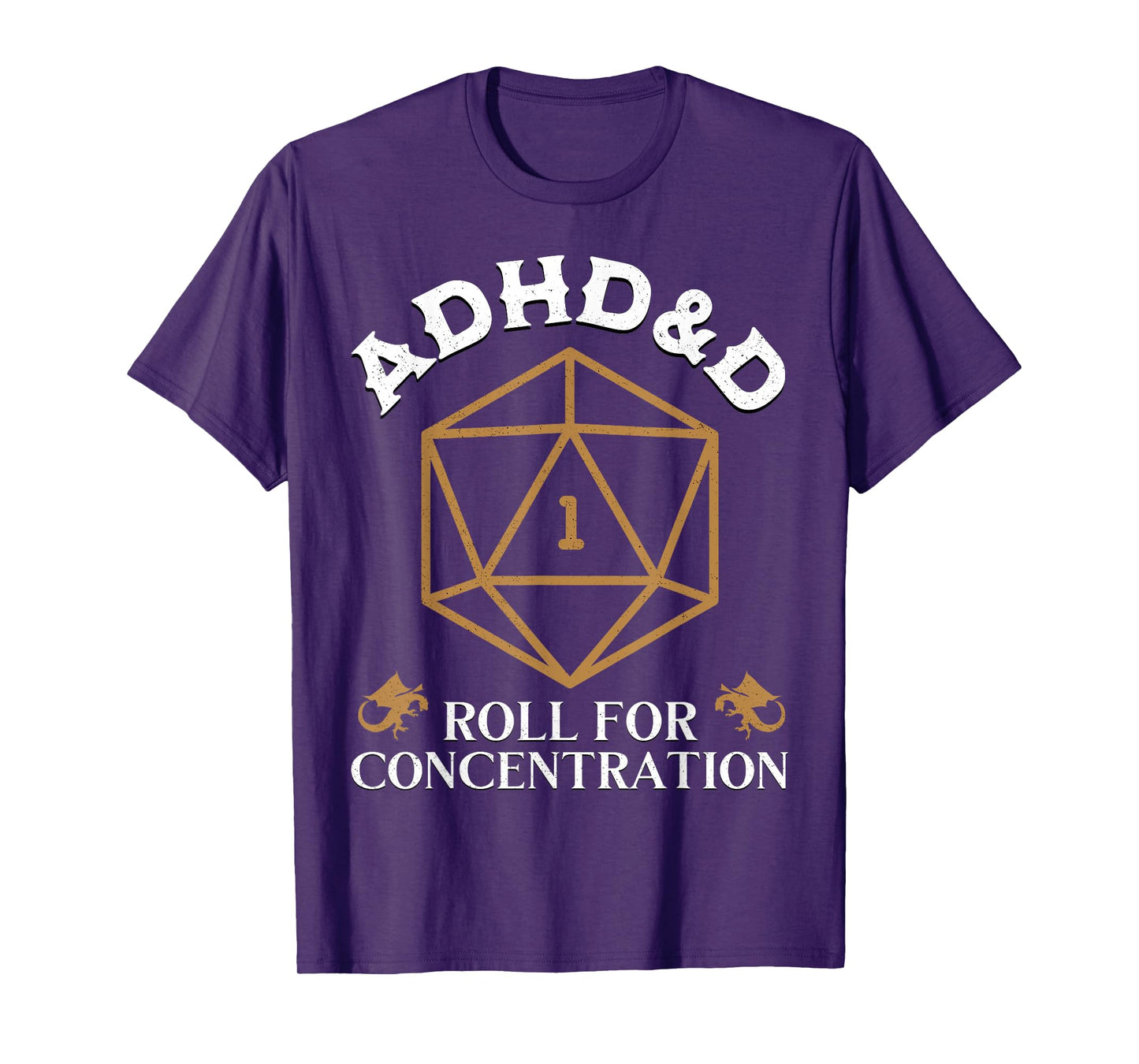 Fantasy Role-Playing Game Custom Vintage ADHD&D Roll For Concentration DnD Unisex-Adult Black Small T-Shirt