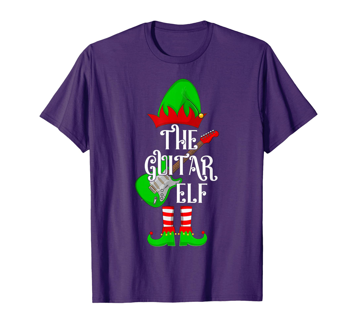 Guitar Elf Christmas Pajamas Matching Family Elf Squad Xmas T-Shirt