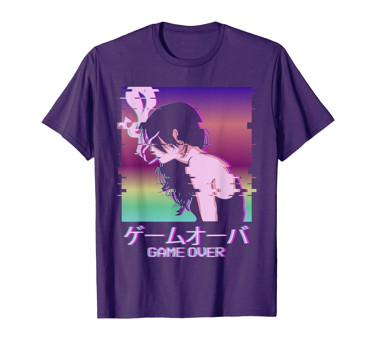 Japanese Vaporwave Sad Anime Girl Game Over Indie Aesthetic T-Shirt