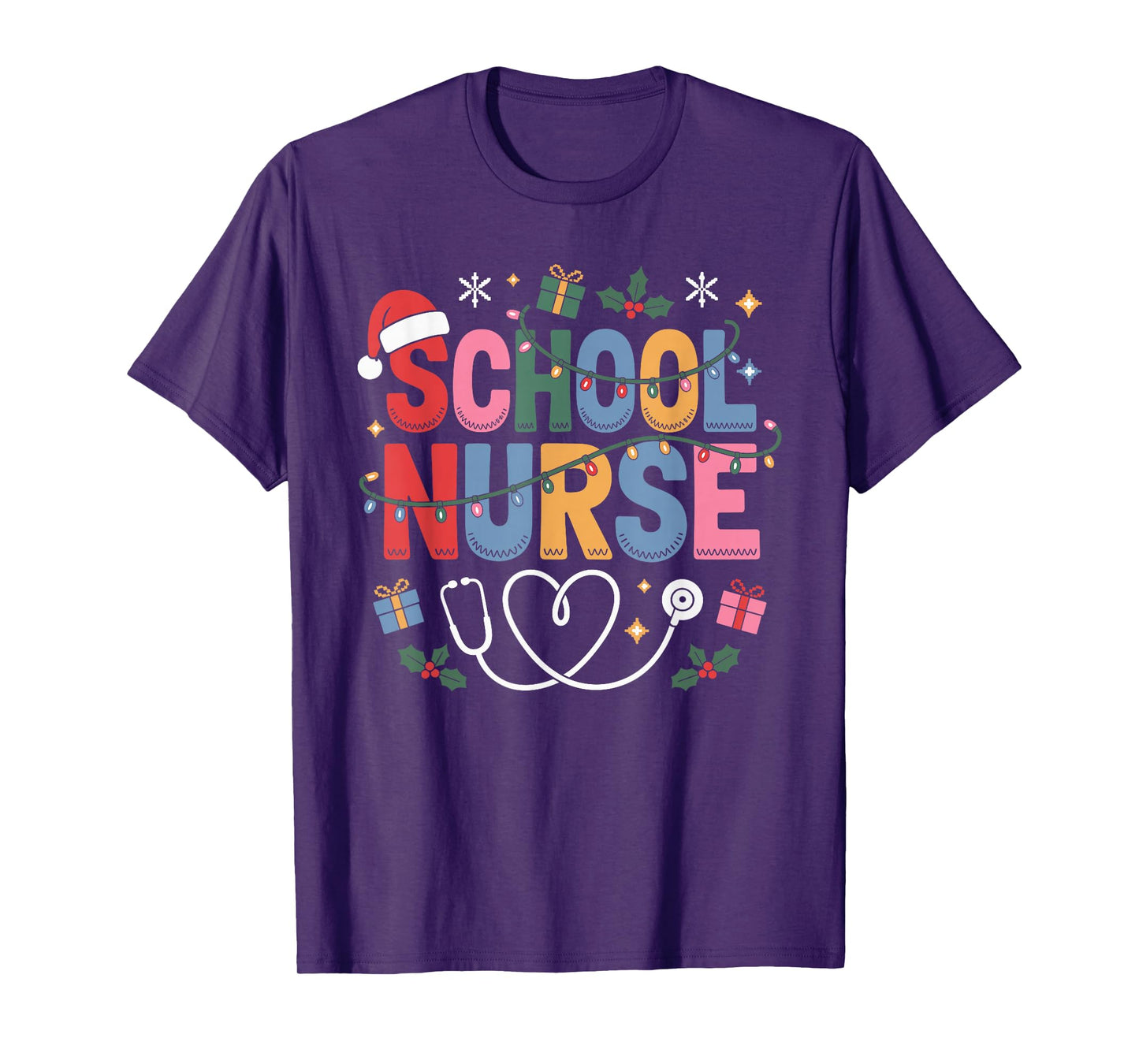 School Nurse Christmas Santa Cap Nursing Humor Xmas T-Shirt