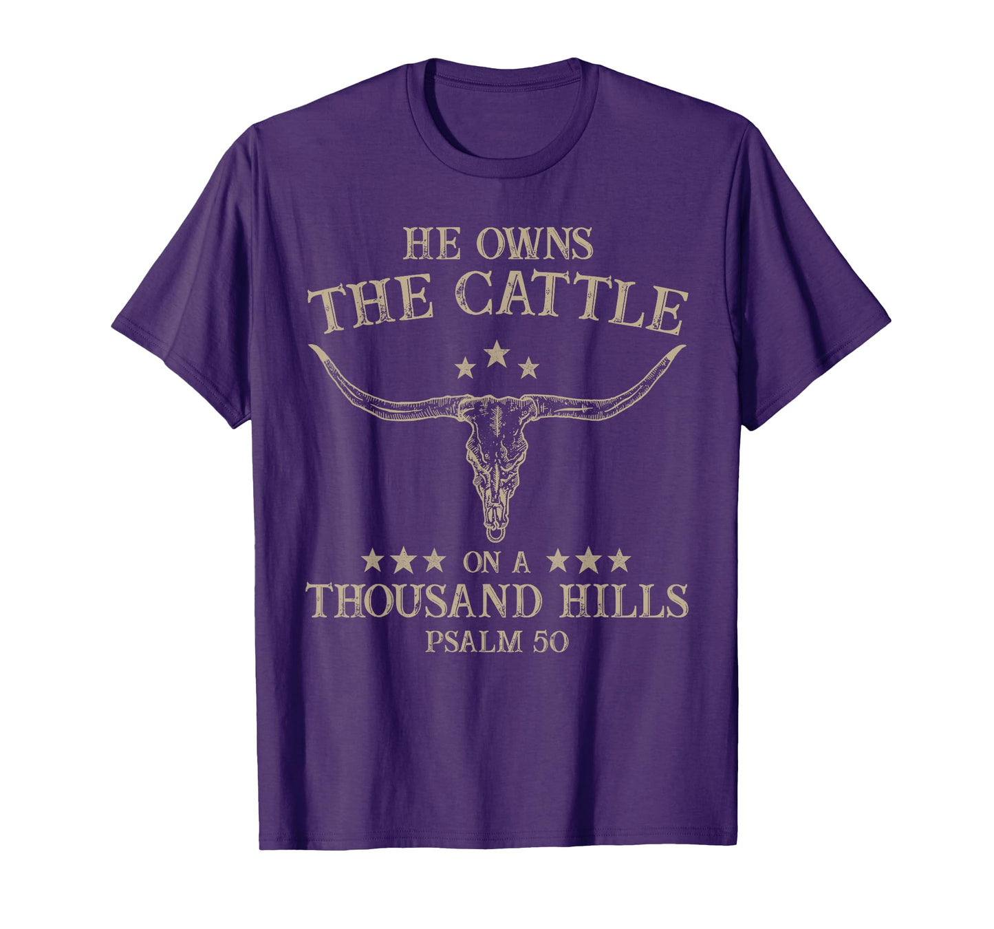 He Owns the Cattle on a Thousand Hills Psalm 50 Vintage Cow T-Shirt