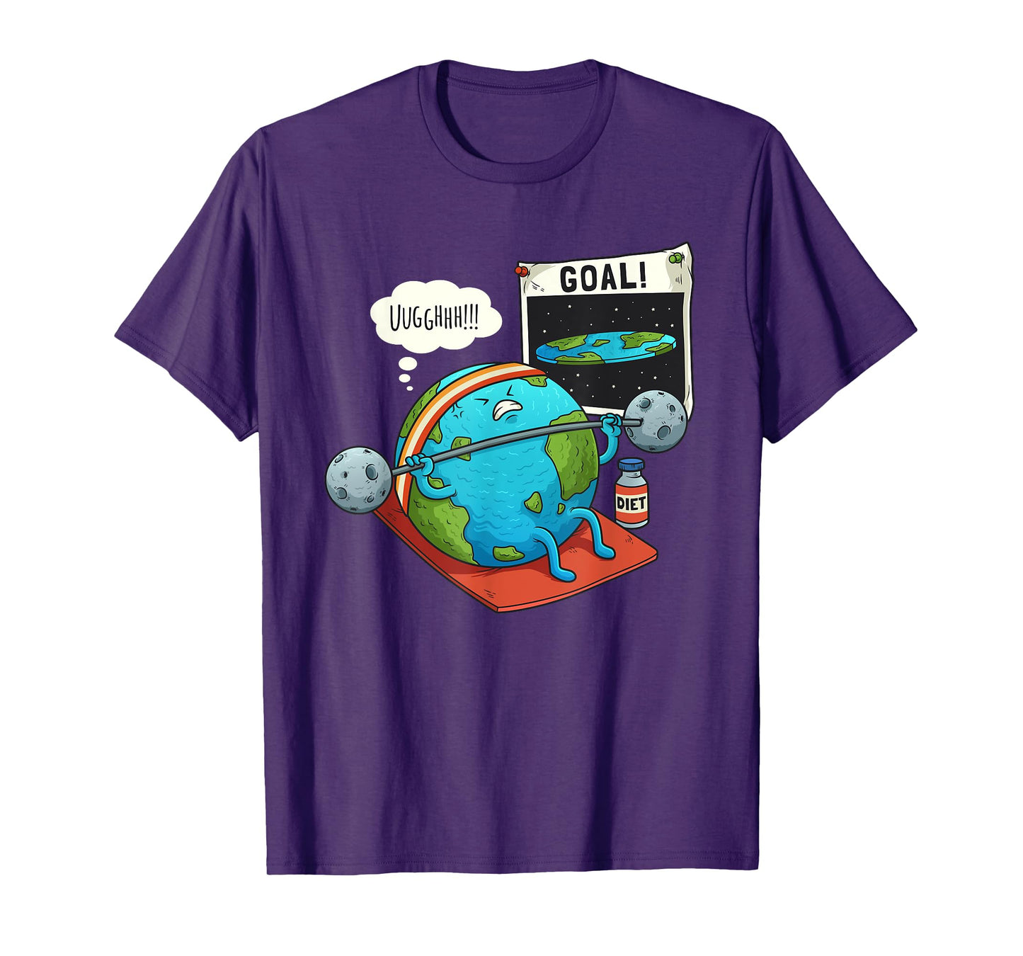 Funny Flat Earth Fitness Target Gym Workout Training Meme T-Shirt