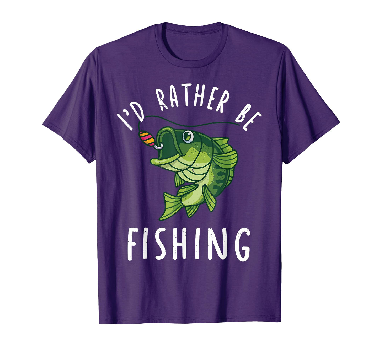 Boy Kids I'd Rather Be Fishing-Shirt Funny Bass Fishing Gift T-Shirt