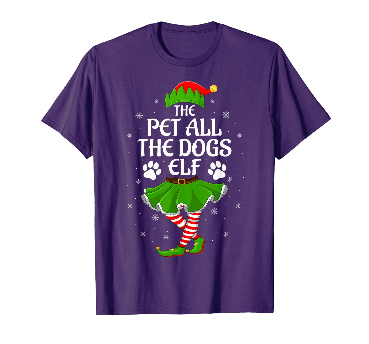 Pet All The Dogs Elf Christmas Girls Women Elf Squad Xmas T-Shirt