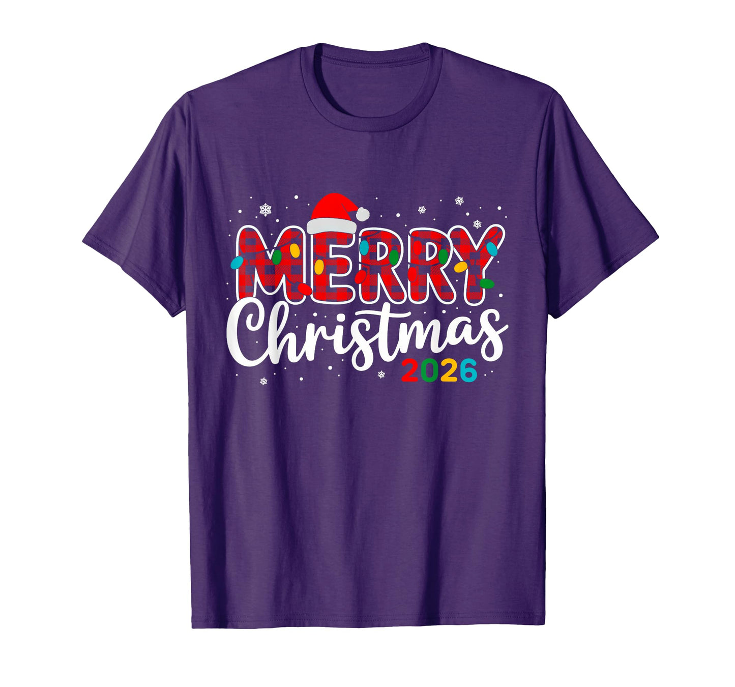 Merry Christmas 2026 Buffalo Plaid Santa Family Xmas 2026 T-Shirt