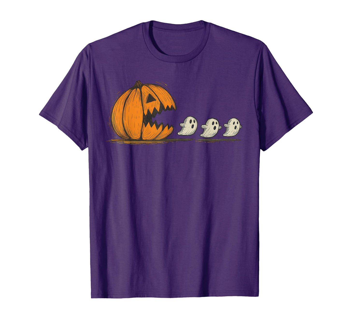 Halloween Gamer Pumpkin Eating Ghost Costume Men Boys Kids T-Shirt