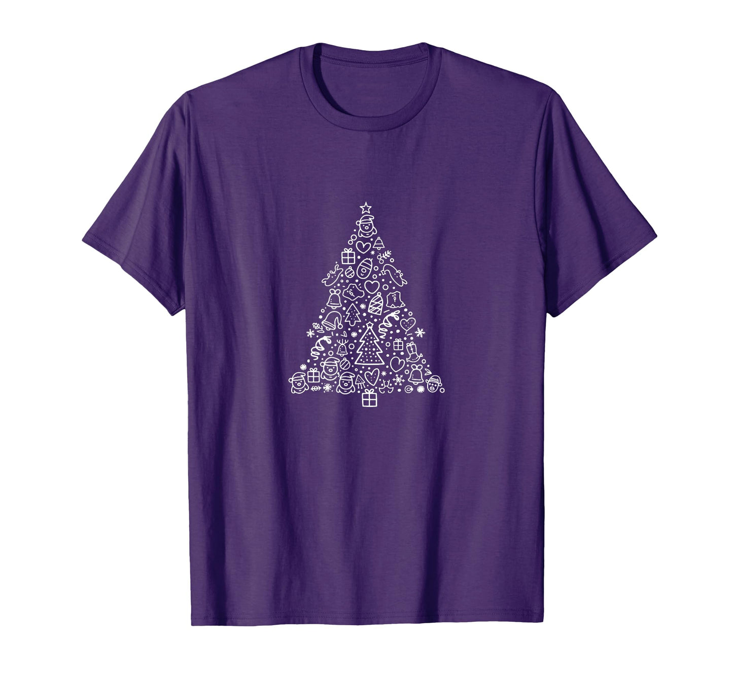 Christmas Tree Doodles Artwork, Thankful Family Xmas T-Shirt