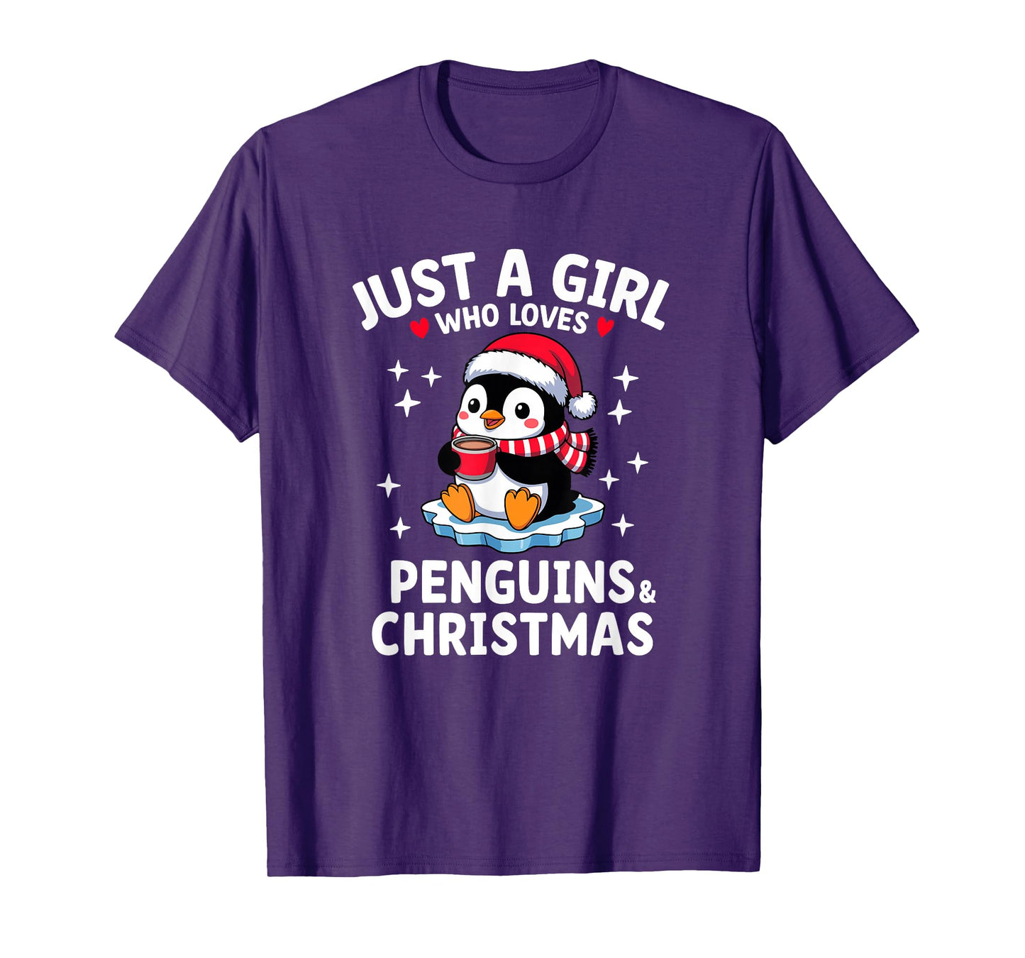 Cute Just a Girl Who Loves Penguins & Christmas T-Shirt