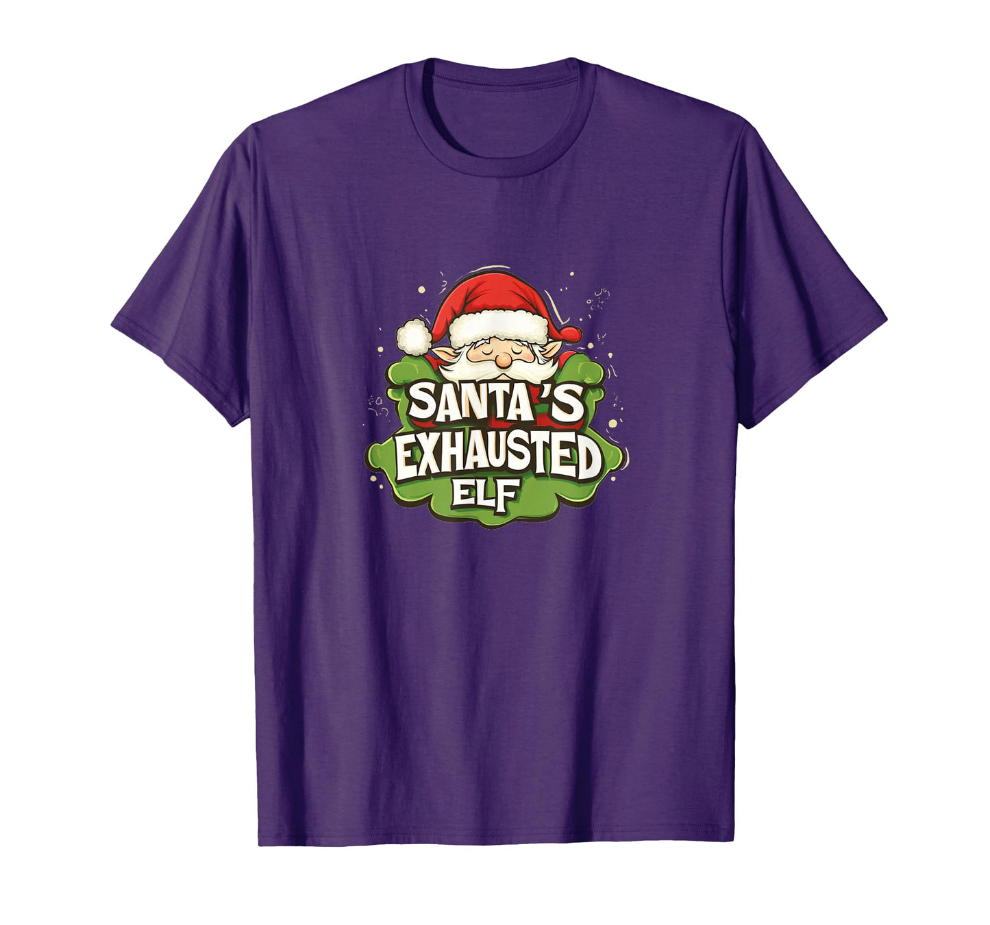 Funny Santa's Exhausted Elf Emblem T-Shirt