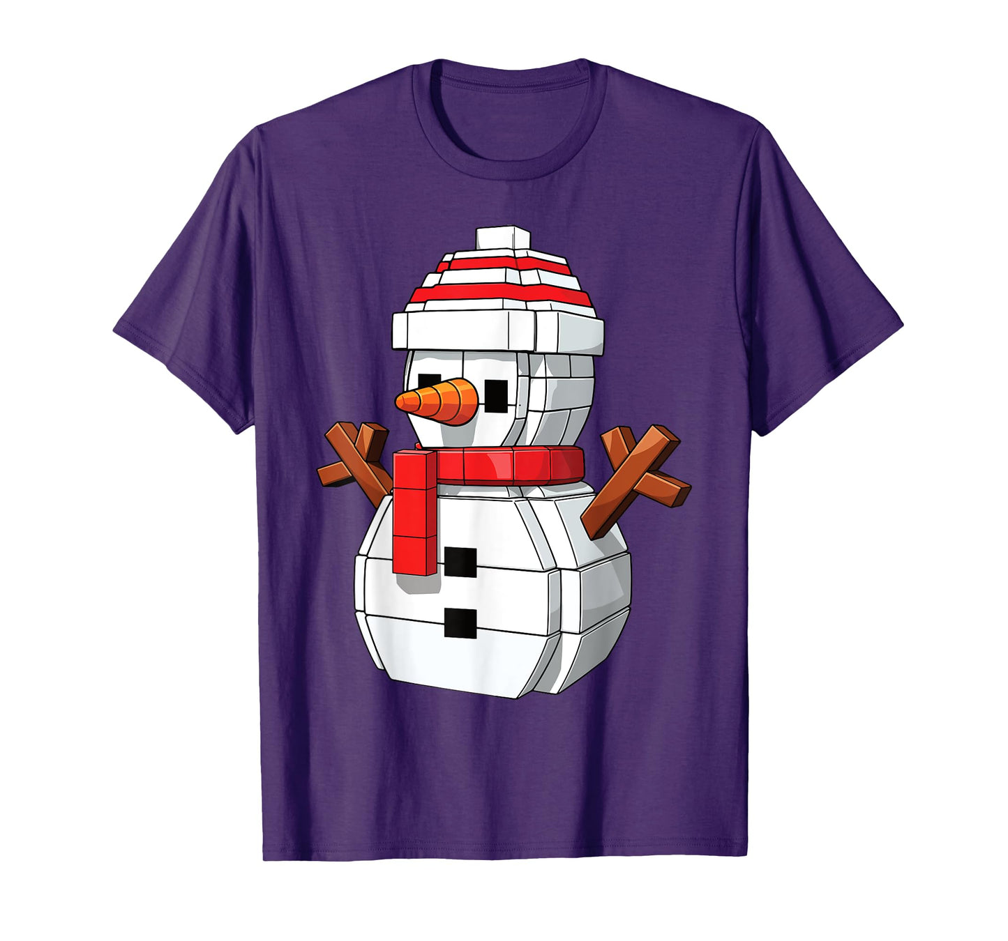 Snow Man Cute Block Building Christmas Builder Brick Master T-Shirt