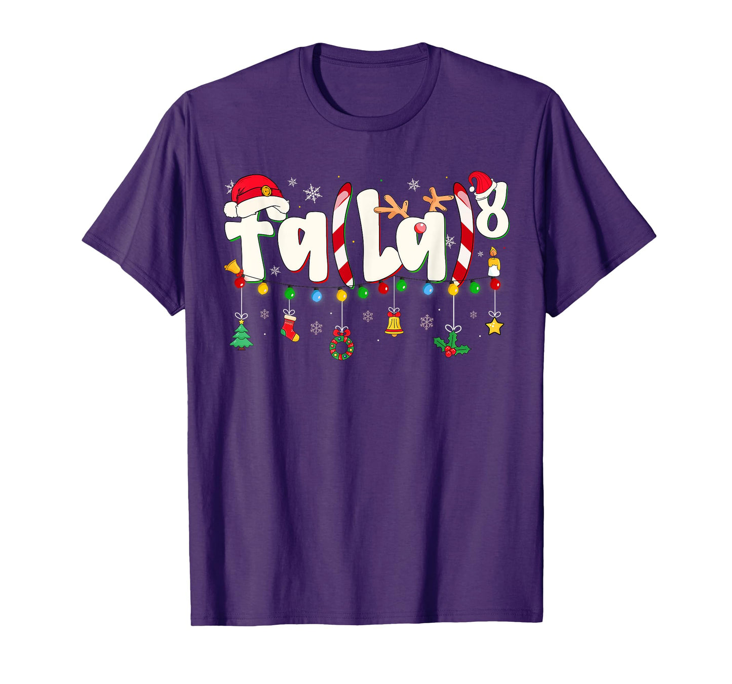 Funny Christmas Lights FA (La) 8 Santa Hat Math Teacher Kid T-Shirt