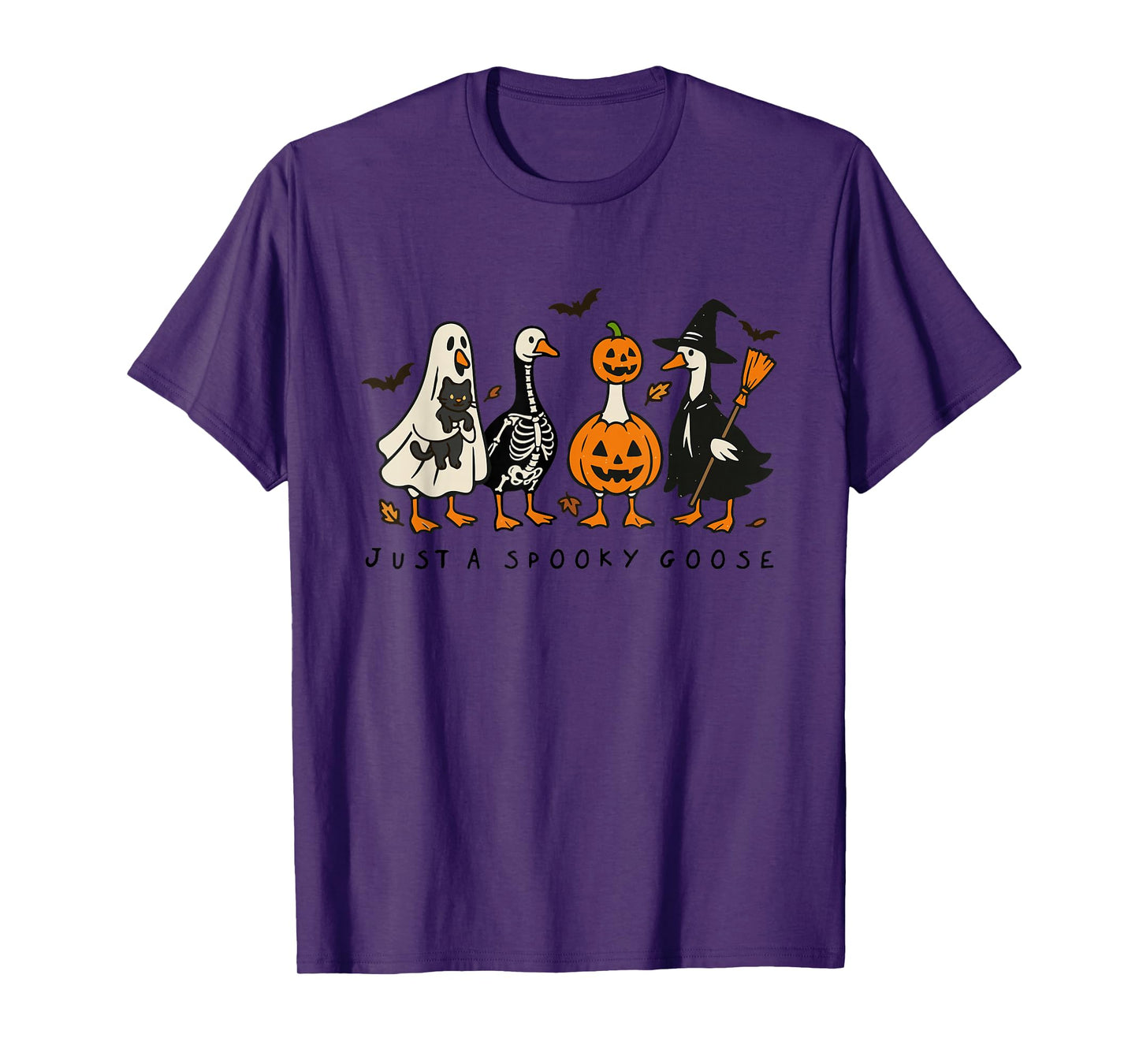 Just a Spooky Goose Ghost Pumpkin Halloween Costume Funny T-Shirt