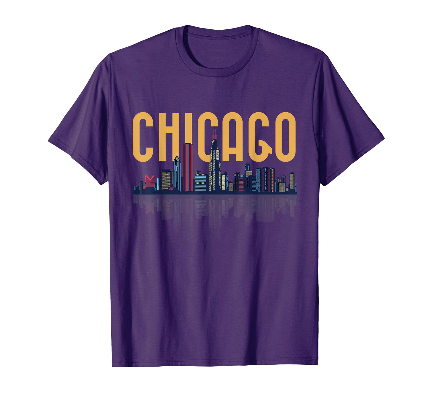 Chicago Illinois IL Night City Skyline Lights Tee Men Women T-Shirt