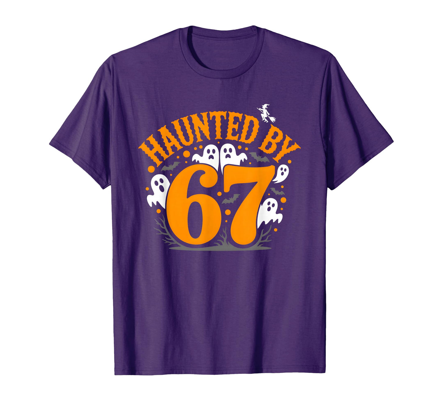 Haunted by 6-7 Halloween Ghosts Witch and Spiders Design T-Shirt
