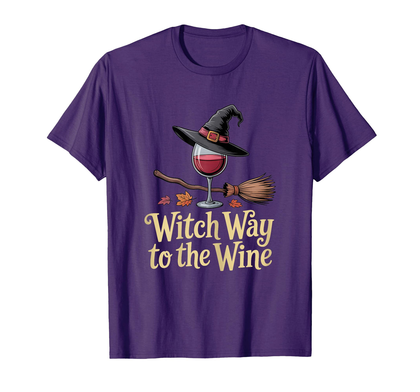 Womens Witch Way to The Wine Funny Halloween Wine Lover T-Shirt