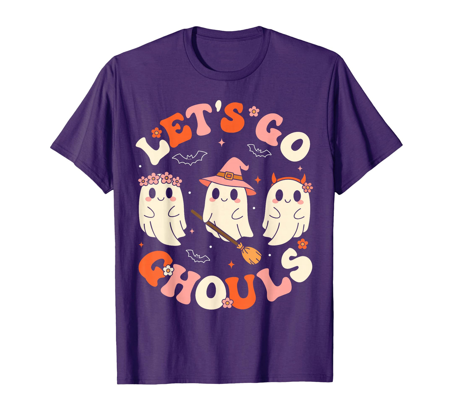 Let's Go Ghouls Halloween Ghost Retro Groovy Outfit Costume T-Shirt