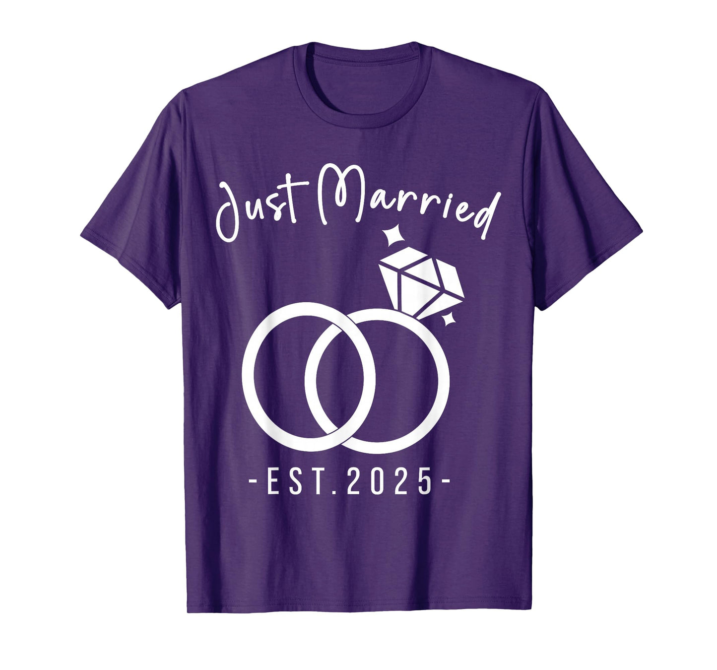 Newlyweds 2025 Bride and Groom Wedding Planners Just Married 2025 Wedding Rings Matching Couple T-Shirt