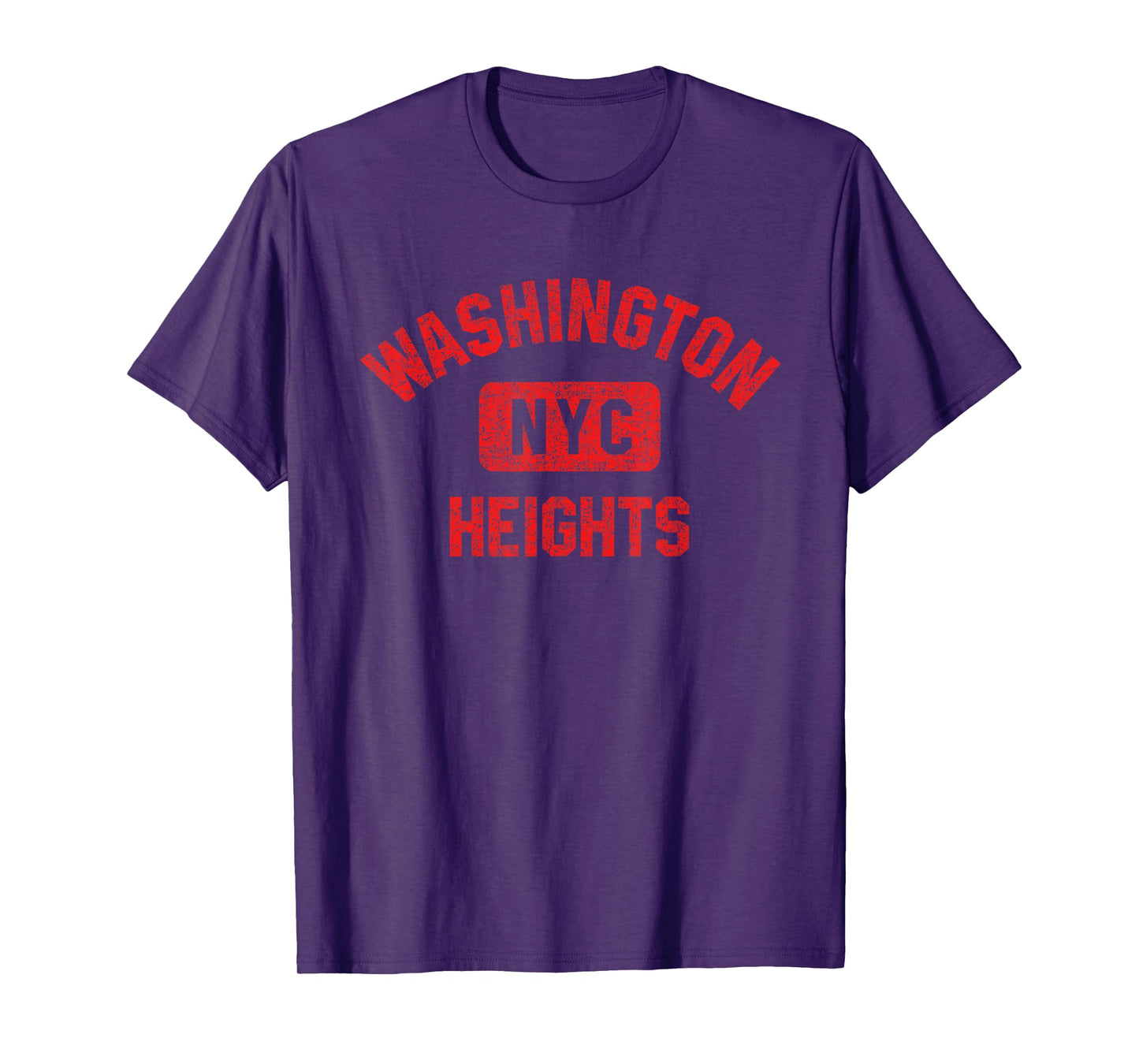 Washington Heights NYC Gym Style Distressed Red Print T-Shirt