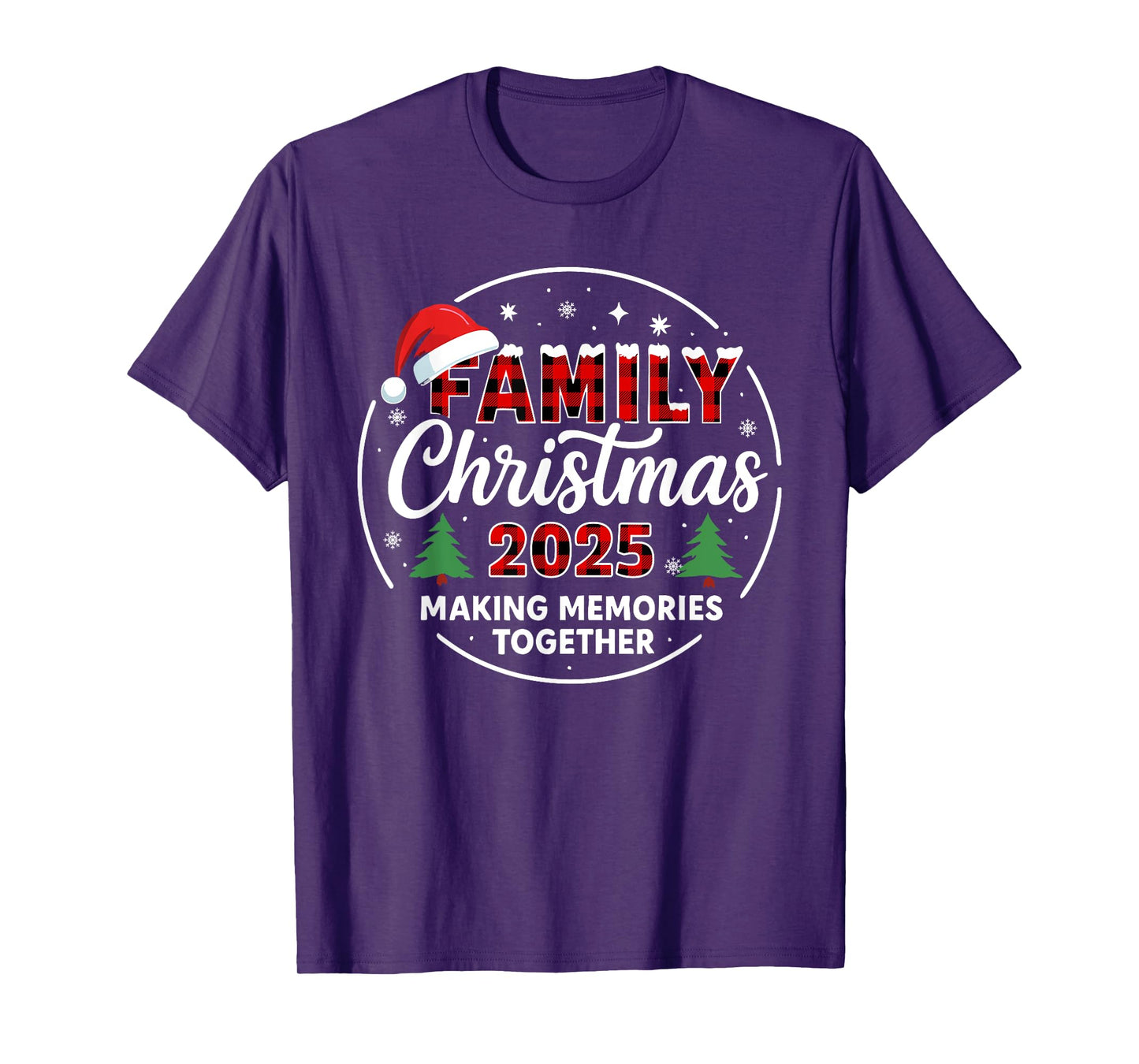 Family Christmas 2025 Matching Outfit Red Plaid Xmas Santa T-Shirt
