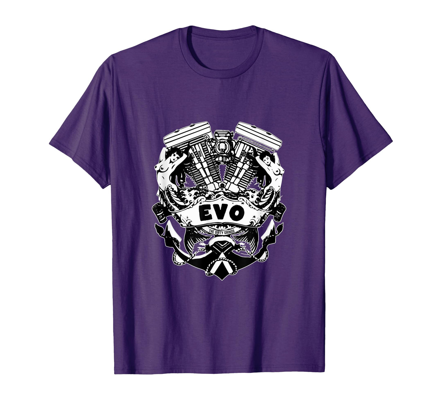 The Dirty Gringo Evo Motorcycle Evolution VTwin Flash Tattoo T-Shirt