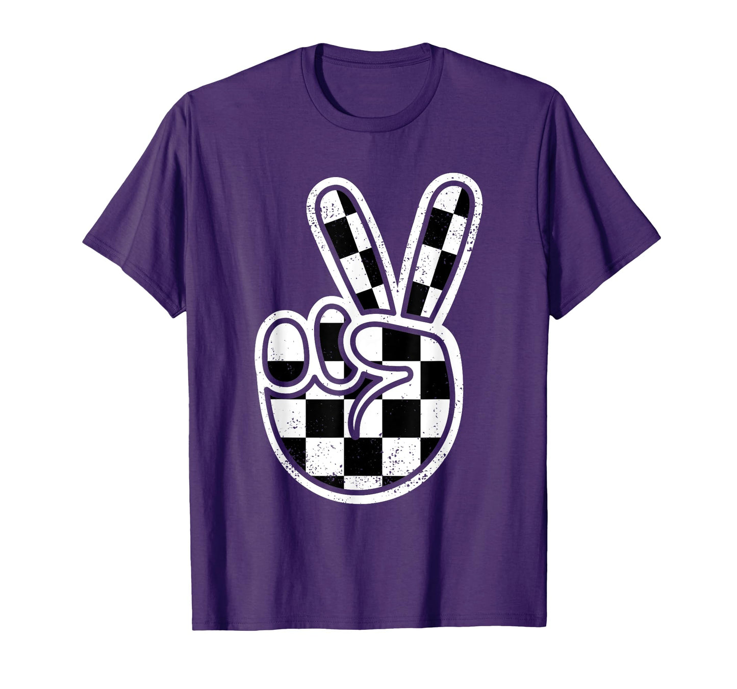 Checkered Peace Sign Race Car Flag Racing Boys Kids Toddler T-Shirt