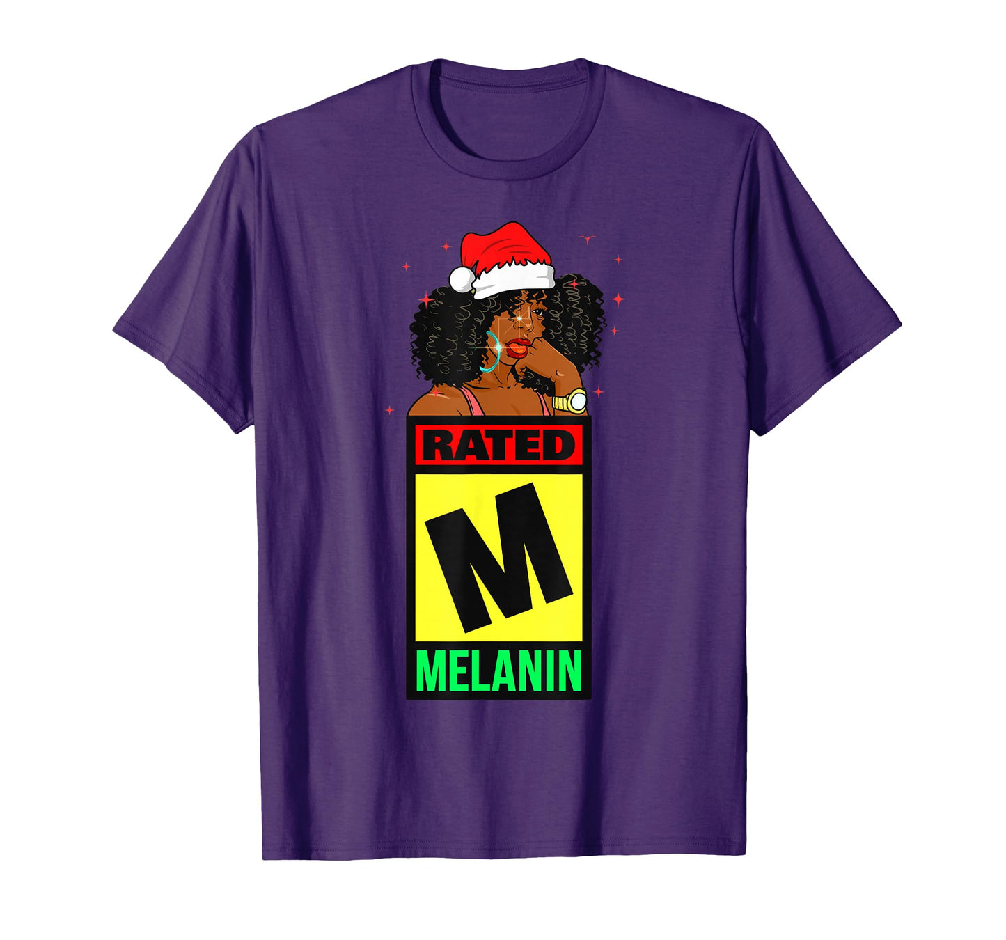 Melanin Christmas Women Black Girl Magic Brown Skin Girls T-Shirt