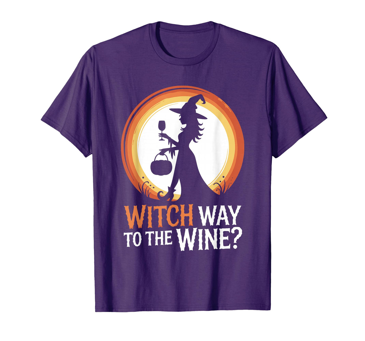 Funny Halloween Witch Way to The Wine Joke Ladies Women T-Shirt