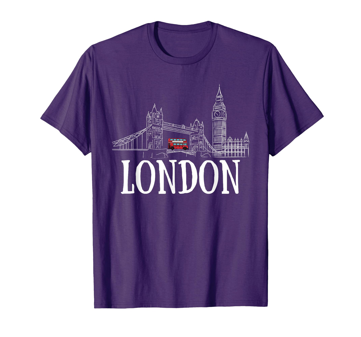 London Skyline Tourist Hometown Vacation Bus Decker Double T-Shirt