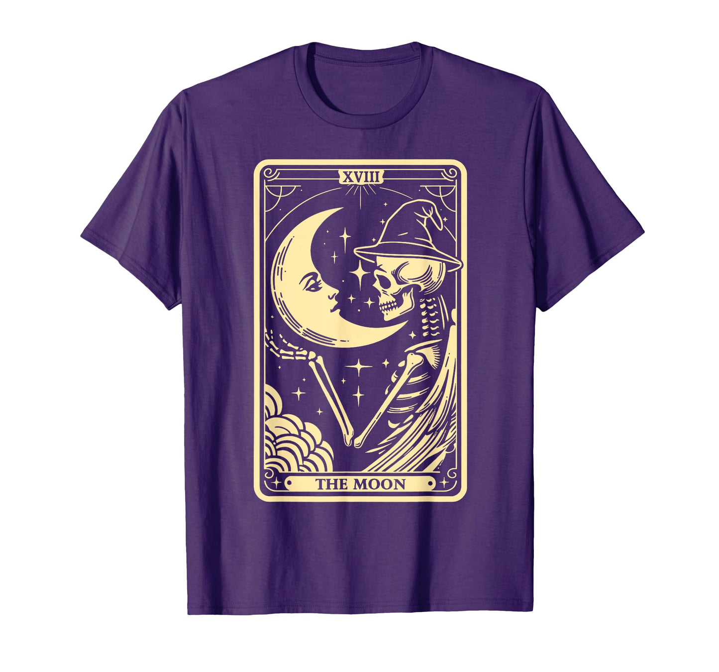 The Moon Tarot Card Halloween Skeleton Witch Men Women T-Shirt
