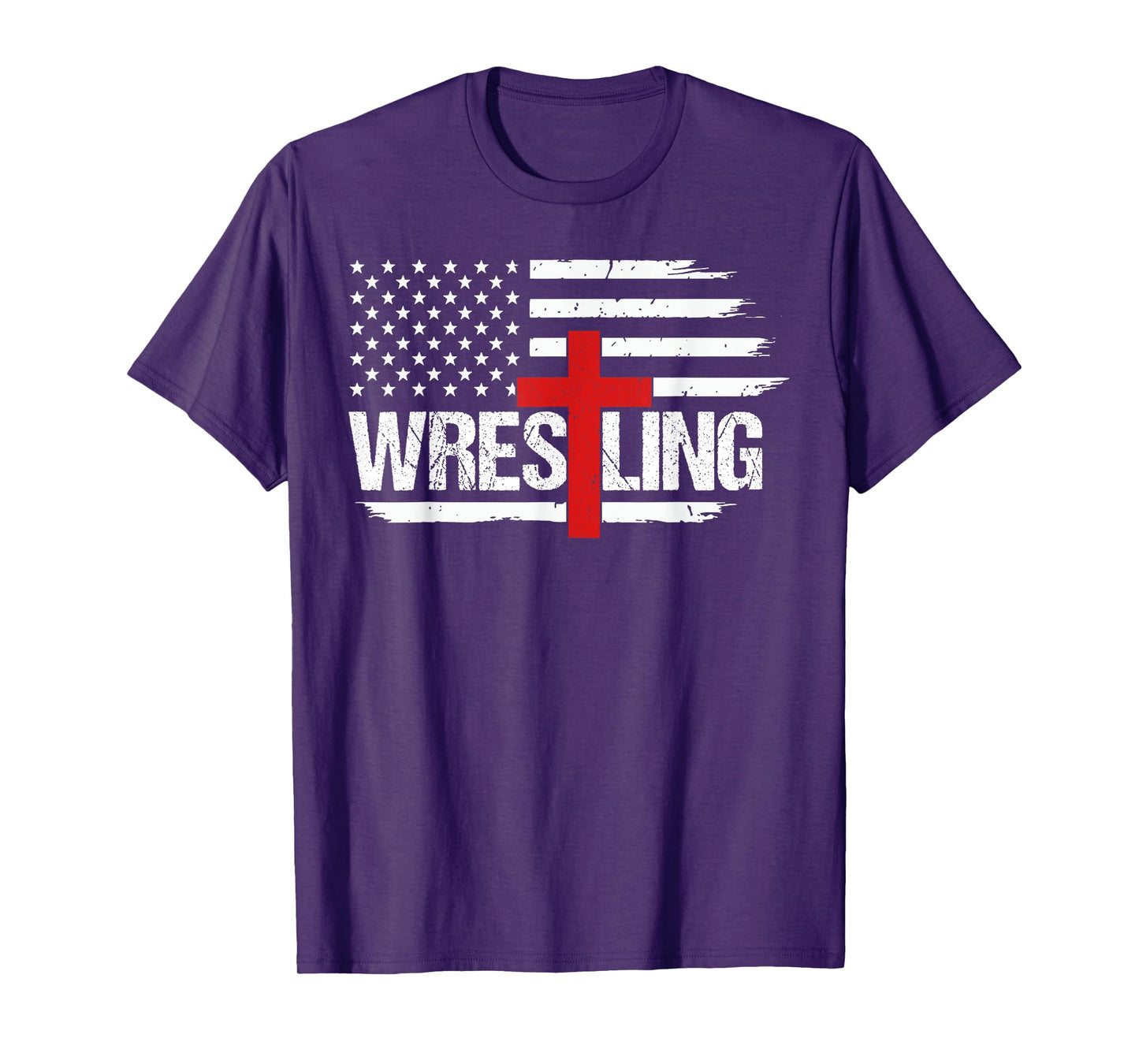 Wrestling Patriotic American Flag Christian and Jesus Lover T-Shirt