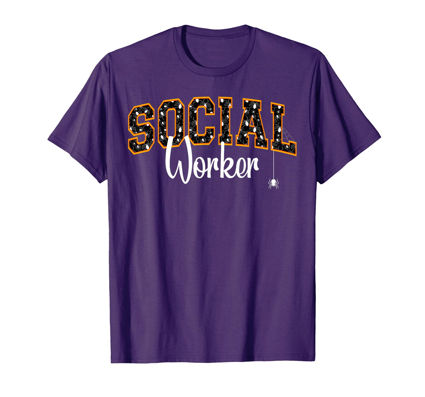 Social Worker Halloween Spiders Varsity School Letters T-Shirt