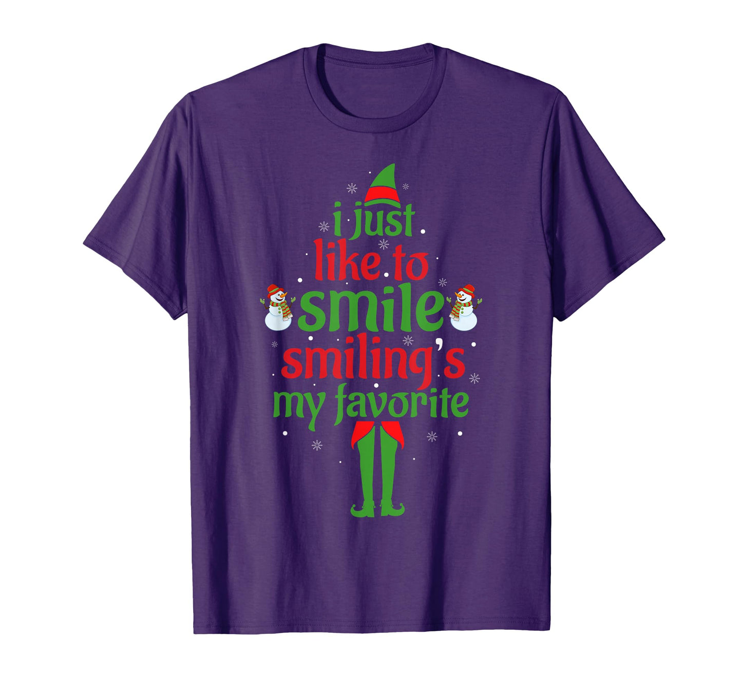 I Just Like to Smile Smiling is My Favorite Elf Christmas T-Shirt