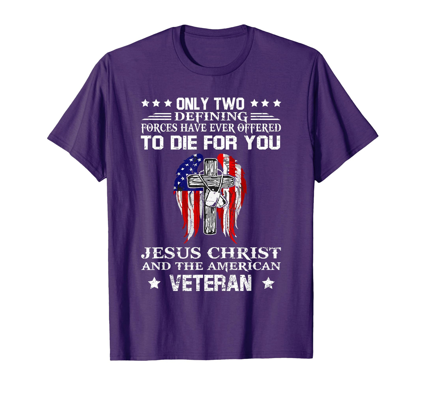 Jesus Christ And American Veteran Flag USA Christian T-Shirt