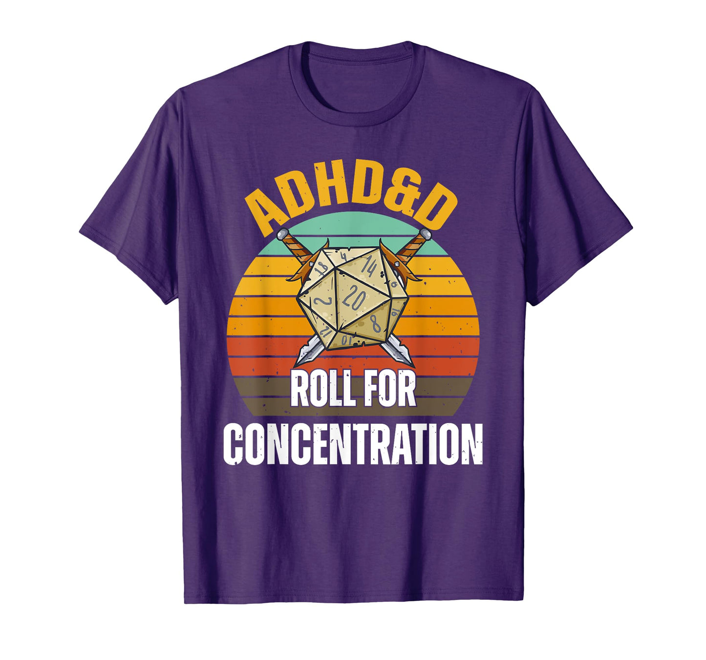 Funny Retro Cool Gaming ADHD&D Roll For Concentration Gamer T-Shirt