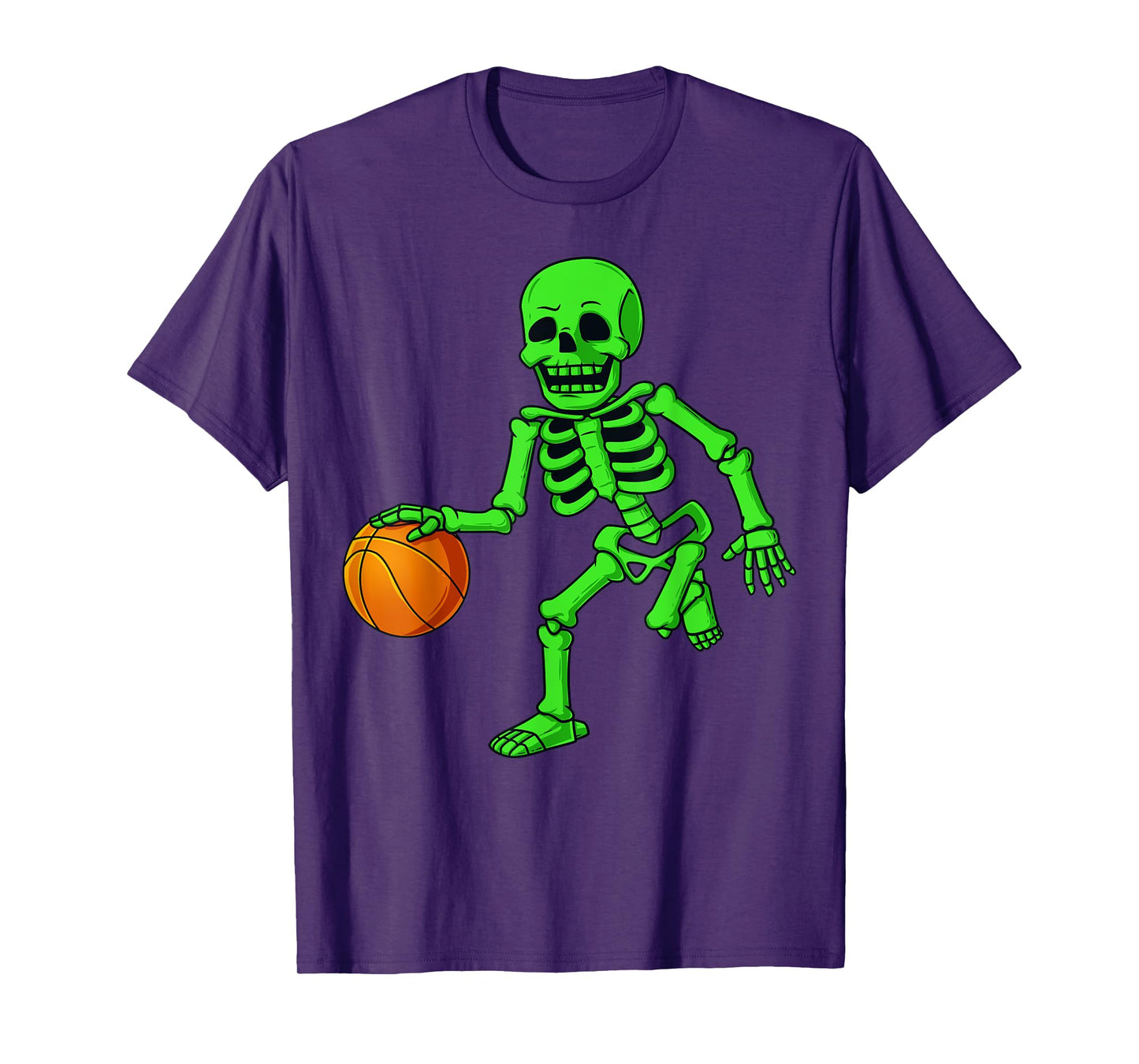 Halloween Skeleton Dribbling Basketball Boys Girls Kids T-Shirt