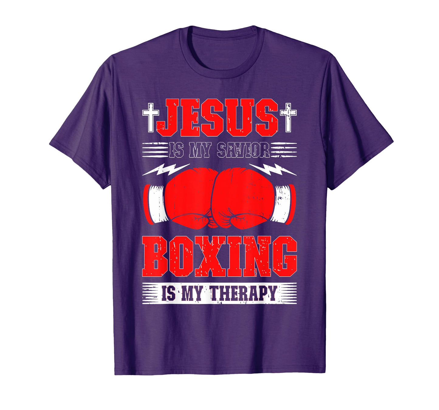 Jesus Is My Savior Boxing Is my Therapy Boxing Fighter T-Shirt