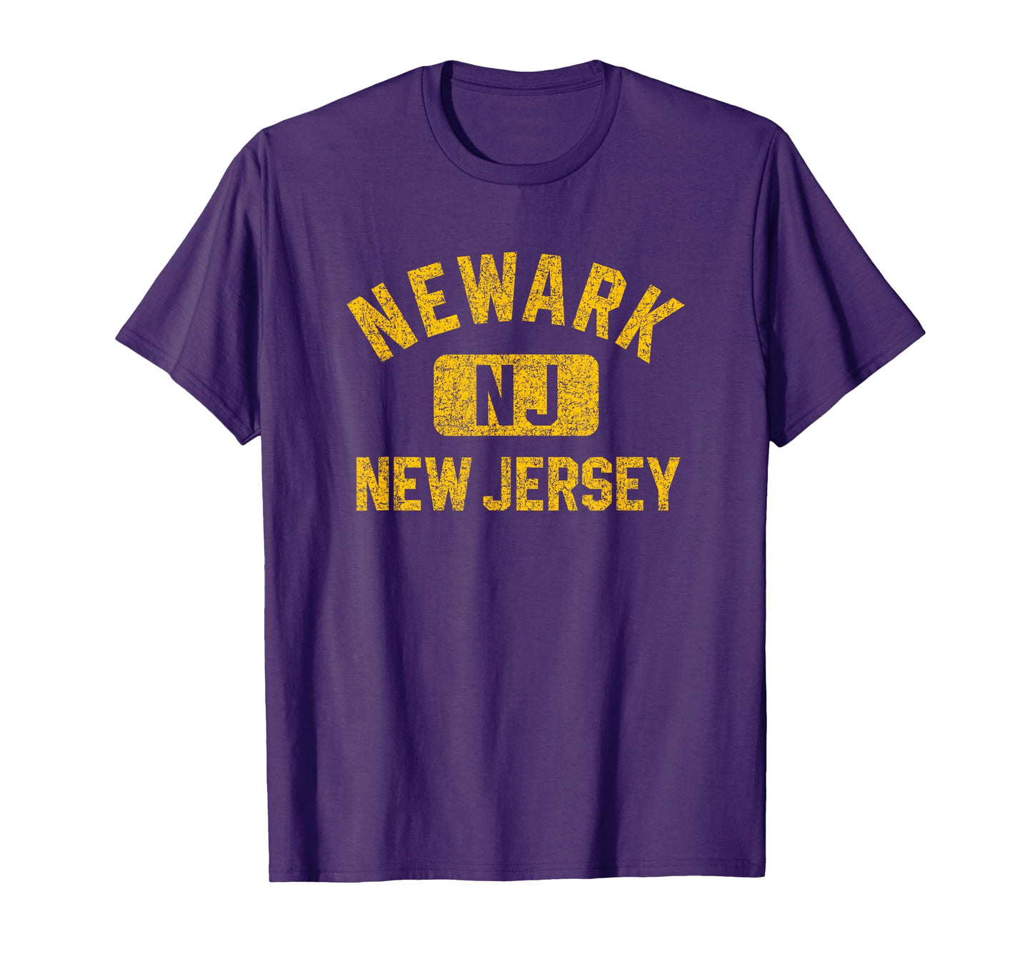 Newark New Jersey Gym Style Distressed Amber Print T-Shirt