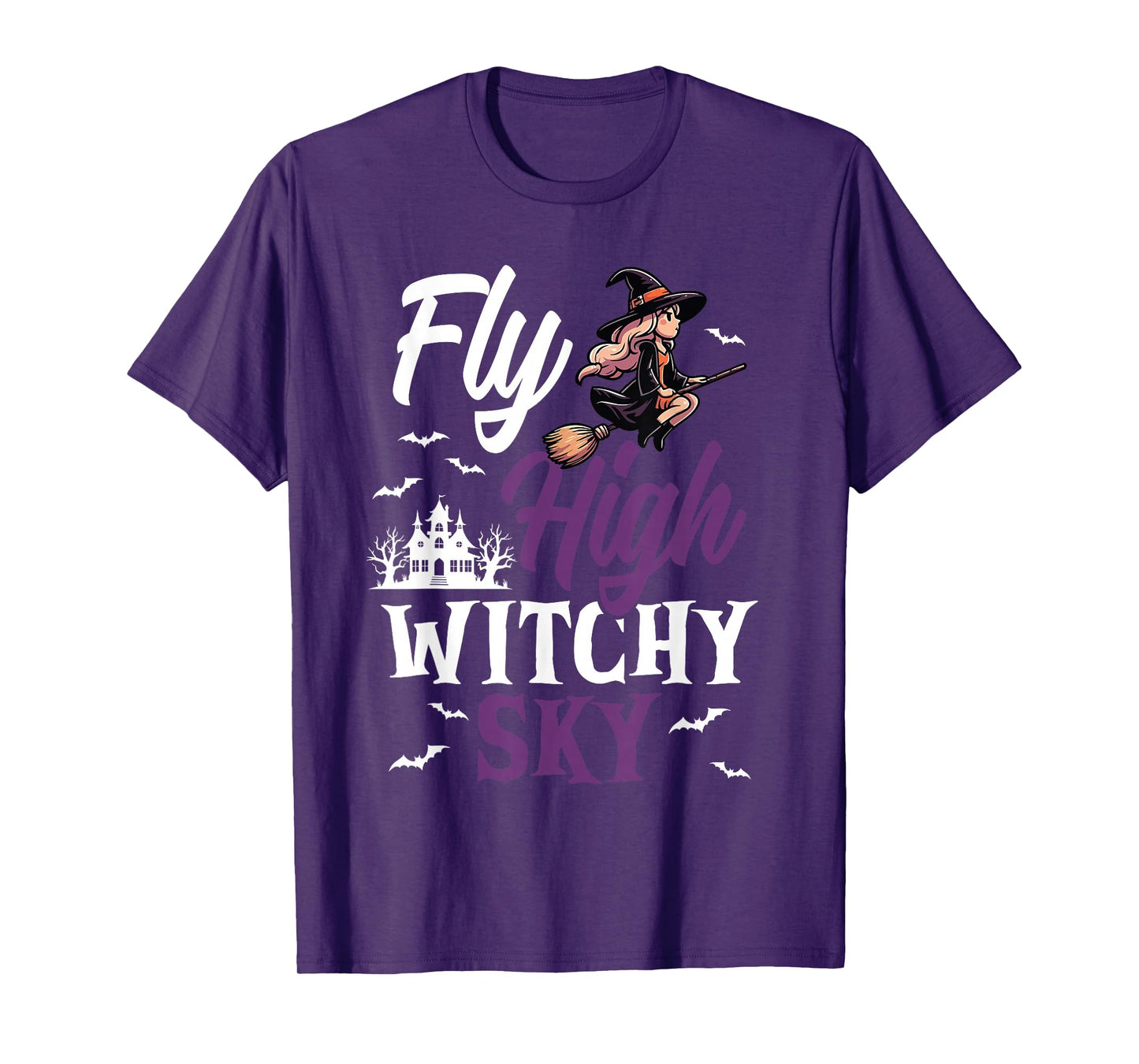 Fly High Witchy Sky Cute Flying Witch T-Shirt