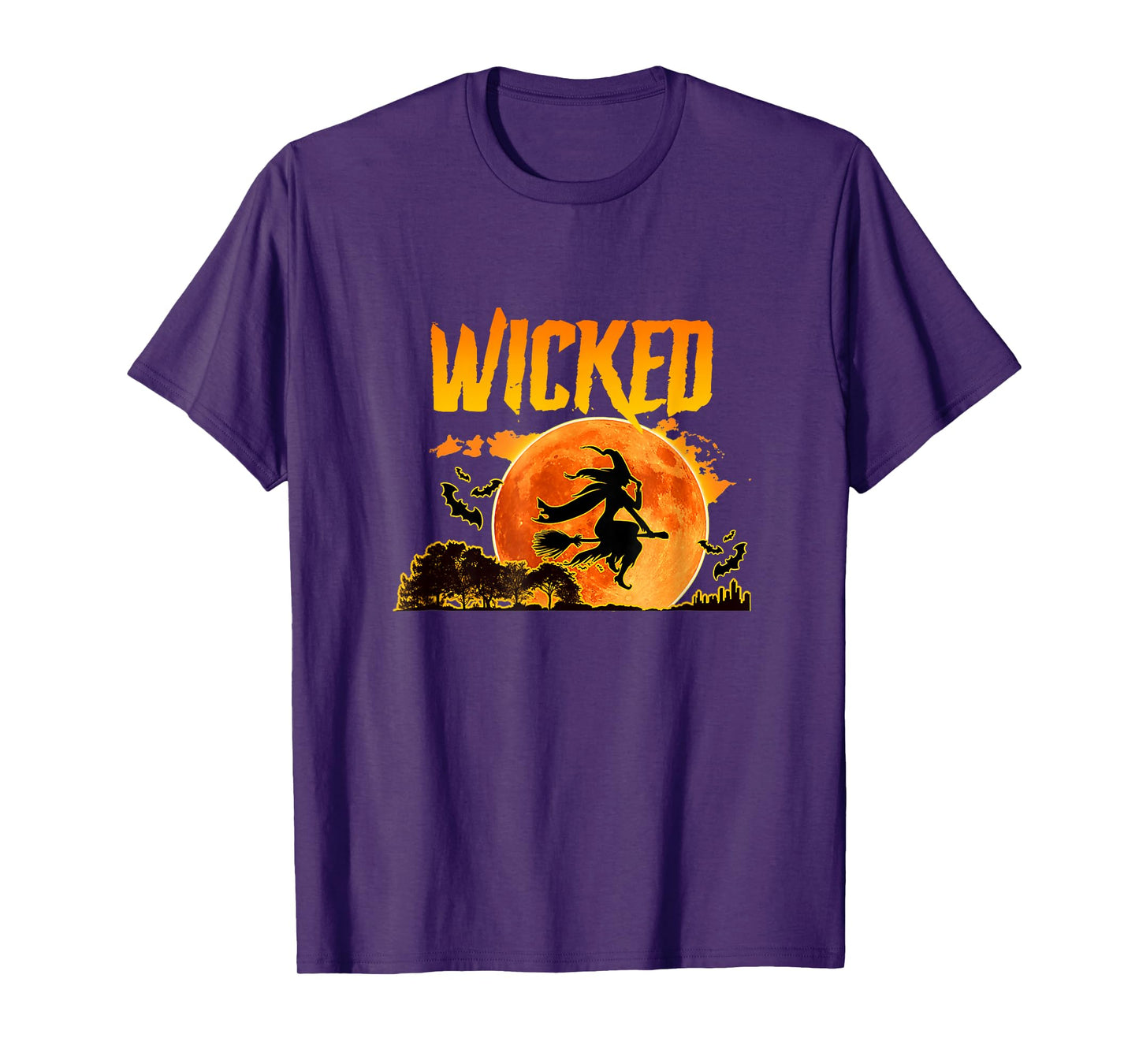 Wicked Halloween Witch Flying on Broom Tee T-Shirt