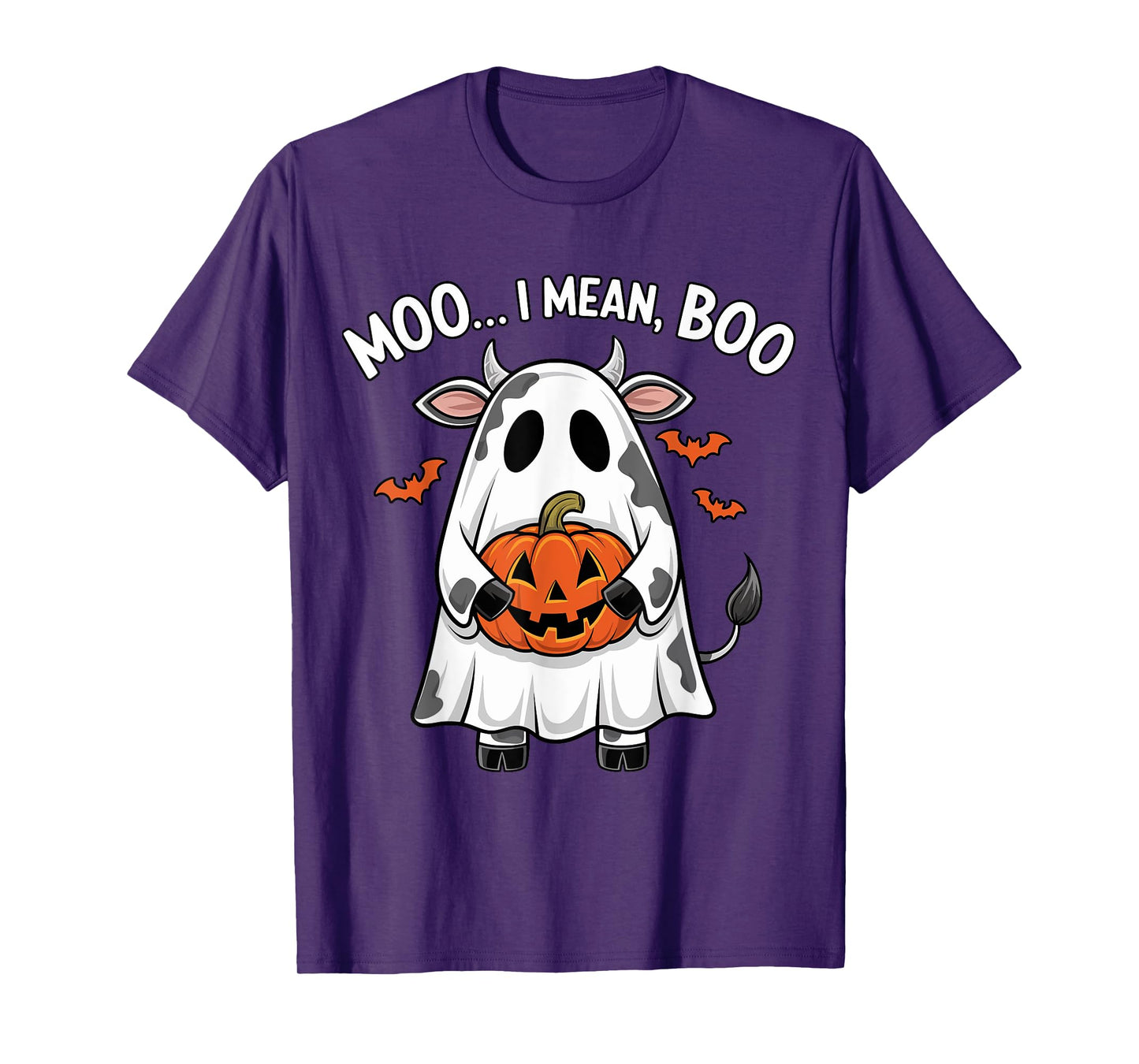 Ghost Cow Moo I Mean Boo Halloween Funny Highlands Cow Lover T-Shirt