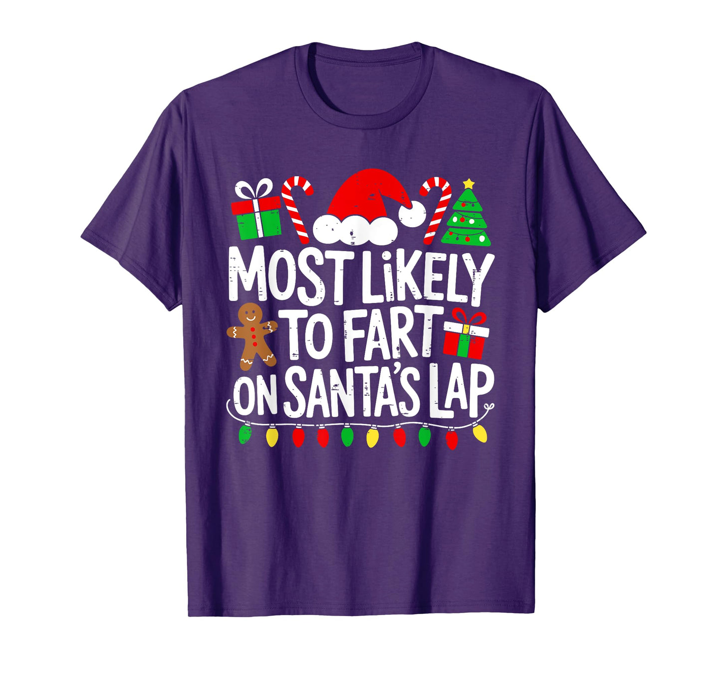 Most Likely to Fart on Santa Lap Funny Christmas Kids Boys T-Shirt