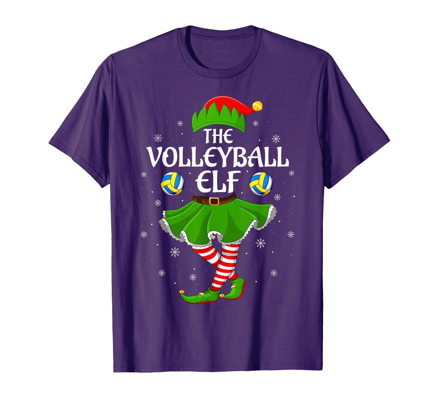Volleyball Elf Christmas Family Girls Women Elf Squad Xmas T-Shirt